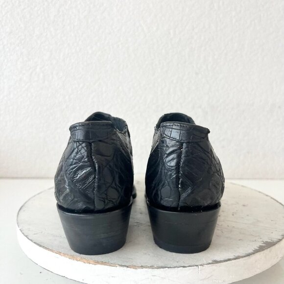 Rod Patrick Womens Pull on Shoes 5.5C Black Caiman Western Loafers Pointed Toe - Picture 3 of 9